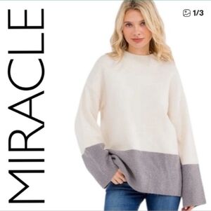 Miracle Women's Sweater in Cream and Gray